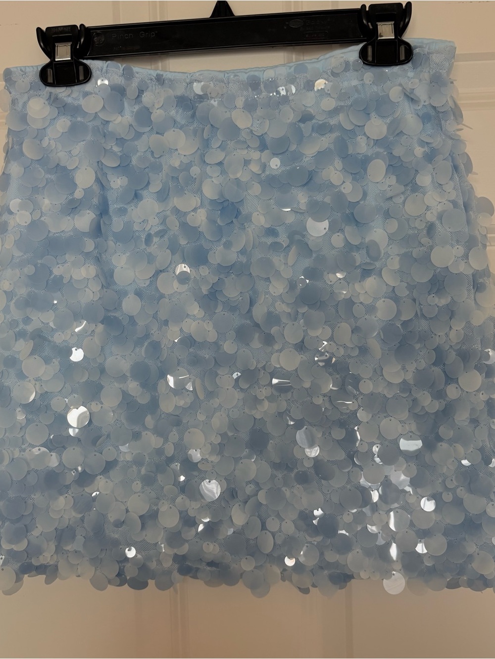 Light Blue Sequin Mini Skirt